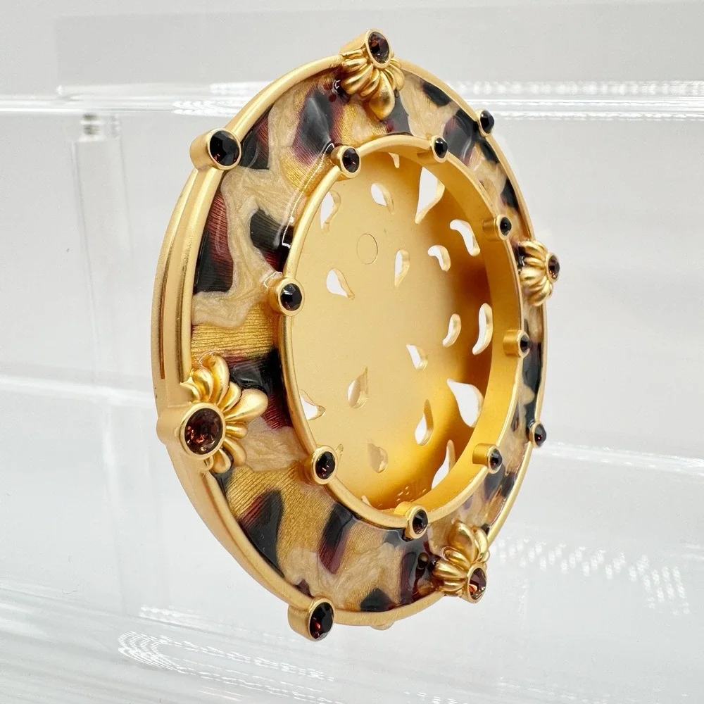 JAY STRONGWATER Jungle Collection Leopard Mini Round Picture Frame Gold 3
